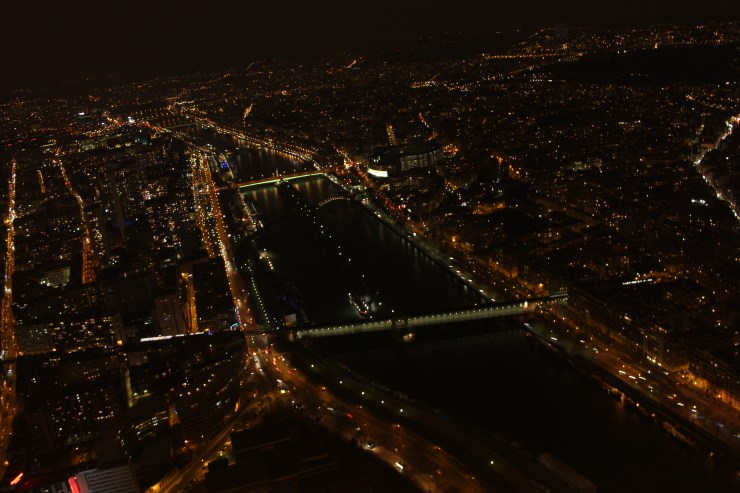 View of the Seine River from the top of the Eiffel Tower