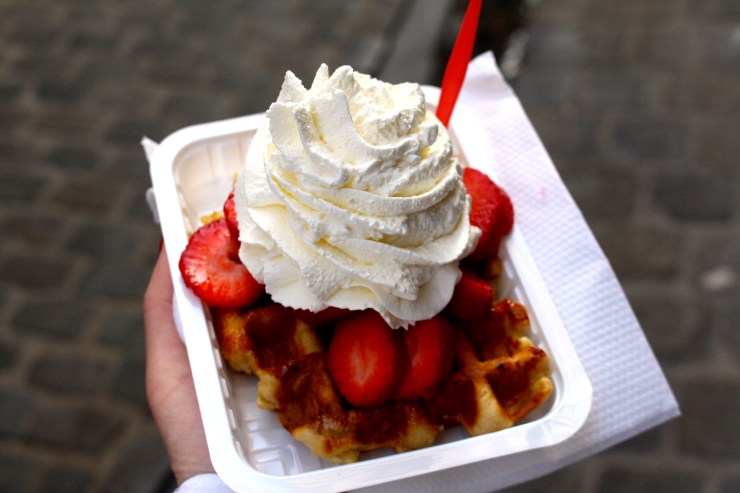 One of many Belgian waffles eaten over the weekend
